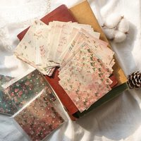 60 Sheet Shabby Flower Texture Craft Paper Junk Journal Ephemera Vintage Flower Small Backdrop Scrapbooking Material Paper Pack