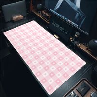 Pink And White Checkered Mousepad Office Laptop Mausepad Flower Mouse Pad Pc Accessories Grid Deskmat Large Rubber Gaming Mats