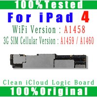 Original Free iCloud Plate A1458 or A1459 A1460 For iPad 4 Motherboard Logic Board 16GB 32GB 64GB With Chips IOS System