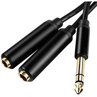 Nku Gold Plated 6.35mm 1/4 Inch Splitter Y Cable 1/8 Inch 3.5mm To Dual 1/4 Inch 6.5mm Jack Audio Aux Cable for PC Mixer Speaker