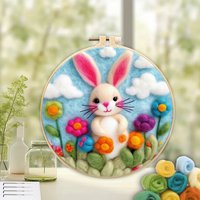 CHENISTORY rabbit Needle Felting Kit Art Supplies Felt Embroidery Kit Animal Felt Art Kit Unique Gift Craft Kits