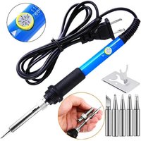 EU 60W Adjustable Temperature Electric Soldering Iron Welding Rework Station with Heat Pen Tips for DIY Repair Tool