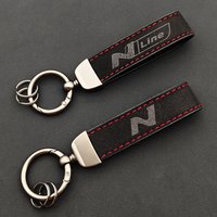 Luxury Suede Leather Men Women Car Keychain for i30 i20 i10 Kona Elantra Sonata Tucson N Line Keychain Accessories
