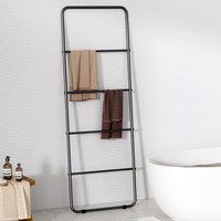 4-Tier Metal Towel Ladder Rack, Freestanding Towel Storage Shelf for Bathroom, Towel Drying Rack Hanger Stand Accessories