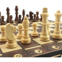Wooden Chess Game, Family Table Board Game, Backgammon Checkers Chess 3 in 1 Ancient Chess Set, Wooden Chess Piece Chessboard