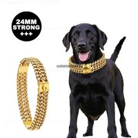 Pet Dog Chain Collar Luxury Metal 25mm Width Collars Stainless Steel Pitbull Collars Accessories For Medium Large Dog No Fade