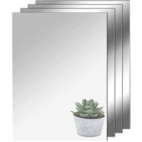 4pcs Self-Adhesive Acrylic Mirror Wall Stickers Flexible Unbreakable Mirror Sticker Square Mirror Wall Stickers for Home Decor