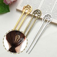 Fashion Alloy Hair Care Styling Tools Metal Hair Stick Hairpin Double wavy flower U-shaped hairpin