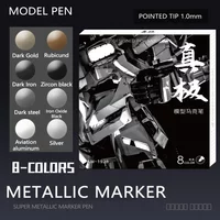 8 Colors Set Metallic Marker Pen 1mm DIY Reflective Paint Pen Permanent Gold SILVER Marker Touch Up, Model Painting, Marking