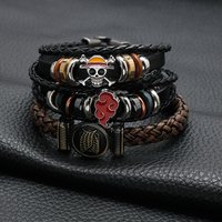Anime accessories One Piece Naruto attack the giant woven cowhide bracelet multilayer buckle ring birthday gift.