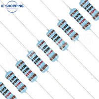 100pcs 0.5W 1/2W Metal Film Resistor color Ring Power Resistor 0.1~1M 2 4.7 10R 47 100 220 360 470 1K 2.2K 10K 22K 4.7K 100KOhm