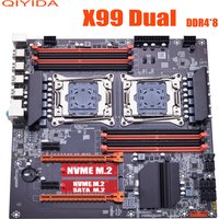 QIYIDA X99 Motherboard Dual X99 C612 Chip Supports LGA 2011-3 CPU DDR4 RAM NVME NGFF M.2 USB3.0 SATA3.0 PCI16X
