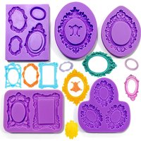European mirror frame series silicone mold cake decoration rim dress pattern frame DIY chocolate candy mold