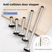 xtra Long Door Stop Wall Protector Rubber Tipped Stainless Steel Door Bumper Floor Mounted Door Stopper Wall Guard Home