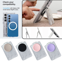 Upgraded For Samsung Galaxy S25 S24 Ultra Magnetic Wallet Phone Card Holder Socket with Adjustable Stand For iPhone 16 15 14