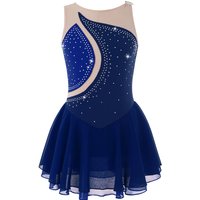 Girls Shiny Rhinestone Figure Skating Dress Gymnastics Leotard Tutu Dance Ice Skating Dress Ballerina Performance Costumes