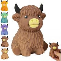 Highland Cow Squishy Toy Slow Rising Stress Relief Fidget Ball Cute Stuffed Animal Squeeze Toy for Kids Adults Birthday Gift
