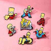 7Pcs Creative Simpsonss Series Enamel Pins Funny Character Homer Bart Lisa Monster Metal Badge Brooch For Jeans Hats Lapel Pins