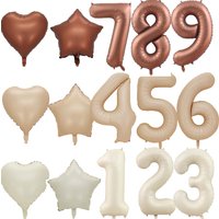 1pc 40inch Vintage Coffee Number Balloon Retro Beige Caramel Balloon Set for 30 40 50 Happy Birthday Party Decoration Supplies