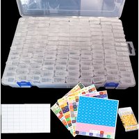 140 Grids Diamond Painting Storage Box Transparent Square Bottle With Stickers Jewelry Beads Storage Organizer Case