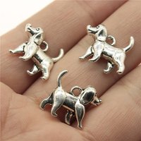 20pcs Puppy Dog Dachshund Bulldog Doghouse Charms Antique Silver Color Plated Pendants Jewelry Making DIY Handmade Craft