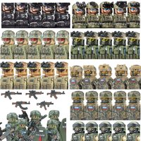 Military Army Figures Building Blocks SWAT Ghost Commando Special Forces Soldier Weapons Gun Hat Shield Belt AK Mini Bricks Toy