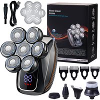 Floating 7-Blade 5-in-1 Electric Shaver For Men Rechargeable Nose Hair Trimmer Facial Cleaning Massager Bald Head Beard Razor