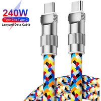 Fashionable Mobile Phone 2 In 1 Lanyard PD240W C To C Charging Cable Zinc Alloy Lock More Convenient And Safer For Mobile Phone