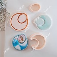3pcs Moon & Oval Embossed Polymer Clay Cutter & Stamp for Earrings & Jewelry Making, Art Deco Circle Debossing Clay Stamp