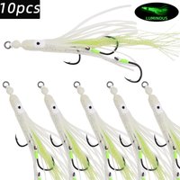 10pcs Soft Squid Baits With Silicone Skirts And One Two Or Three Auxiliary Hooks Are Ideal For Sea Fishing