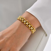 10MM Wide Watch Chain Zircon Strap Bracelet for Women Stainless Steel Watchband Wristband Bracelets Luxury Hand Wrist Jewelry