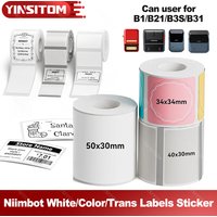 30-50mm Niimbot White/Color/Transparent Labels Sticker Thermal Adhesive Paper Roll For Niimbot B1 B21S B21PRO Portable Printer