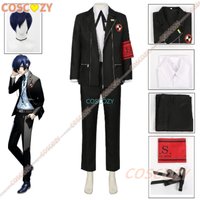 New Game P3 Makoto Yuki Cosplay Costume Wig Gekkoukan High School Uniform Embroidery Black Suit Pants Shirt Daily Wearing Gifts