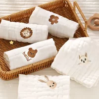 5pcs Baby Square Towel 6 Layer Cotton Handkerchief Face Towel Washcloth Gauze Towel Burp Cloths Bathing Feeding Bib Drooling Bib