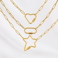 1pc Stainless Steel Heart Oval Spiral Clasp Necklace Semi-finished Frame Charm Chain & Adjustable Extension Chain DIY Necklace