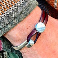 Leather Wrap Bracelet for Men and Women Boho Black Brown PU leather with Silver Patchwork Hook Bracelets Gifts for Her Him