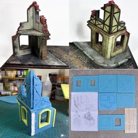 Assembly Architectural model sand table Building ruined debris Residual Wall Damaged buildings diorama Scale model kit 1/35