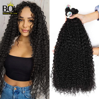 Synthetic Kinky Curly Hair Bundles Long Jerry Curly Hair 26 28Inch Organic Fiber Hair Extensions For Women Heat Resistant Wave