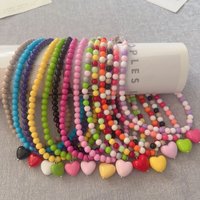 Colorful Resin Acrylic Beaded Heart Pendant Choker Necklace For Women Girls Y2K Trendy Charms Neck Aesthetic Jewelry Accessories