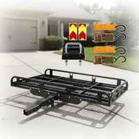 Ramp-Design Cargo Carrier 500 Lb Capacity Vehicle Hitch Cargo Carrier Vehicle Hitch Mounted Rack Raised Side Rails