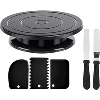 6PCS Cake Decorating Kit with Turntable, 2 Spatulas & 3 Scrapers | Icing Smoother, Frosting Tools, Baking Accessories tools