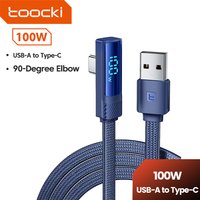 Toocki 90 Degree USB C Cable 6A Fast Charging Elbow Type C Cable for Huawei P40 Realme Samsung S20 Digital Display Data Cable