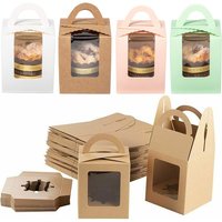 10 teile/satz Kraft papier Torten schachteln transparentes Fenster tragbare Cupcake-Box Valentinstag Kuchen Gebäck Fall