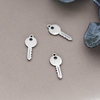 3pcs Key Charms for Jewelry Making diy Accessories Tiny Stainless Steel Pendant Fit Earrings Bracelets Handmade Craft Supplies