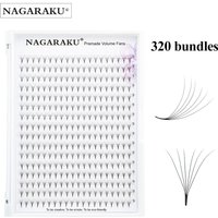 NAGARAKU Vorgefertigte Fächer mit scharfem, schmalem Stiel, Wimpernverlängerung, 5D, 6D, 10D, dünne, spitze Basis, russische Fächer, fertiges russisches Volumen