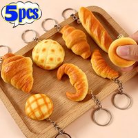 Realistic Bread Keychain Croissant Stress Toy Slow Rising PU Squishy Pendant Bag Car Keyring Fun Gadget Decompression Gift Women