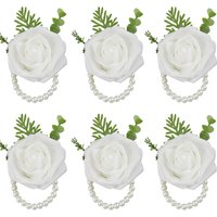 Bridesmaids Wrist Corsage Bracelet Wedding Accessories PE Rose Flowers Artificial Cuff Bracelets Corsage Marriage Party Decor