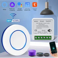 Tuya WiFi Smart Switch 16A RF 433Mhz Wireless Remote Control Push Button Switch Voice Control With Alexa Google Assistant Alice