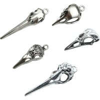 5pcs/Lot Vintage Gothic Halloween Bird Charms Skull Skeleton Head Pendants For DIY Earring Necklace Jewelry Making Supplies