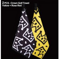 2pcs Large King Crown Golf Towel | Super Absorbent Waffle Fabric, Fast Cleaning, Golf Bowling Lovers' Creative Christmas Gift
